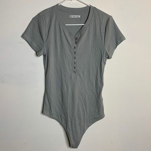 Abercrombie & Fitch Grey Button Up Bodysuit L